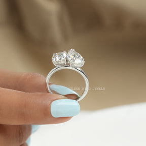 Old Mine Cushion And Old Mine Pear Cut Moissanite Ring