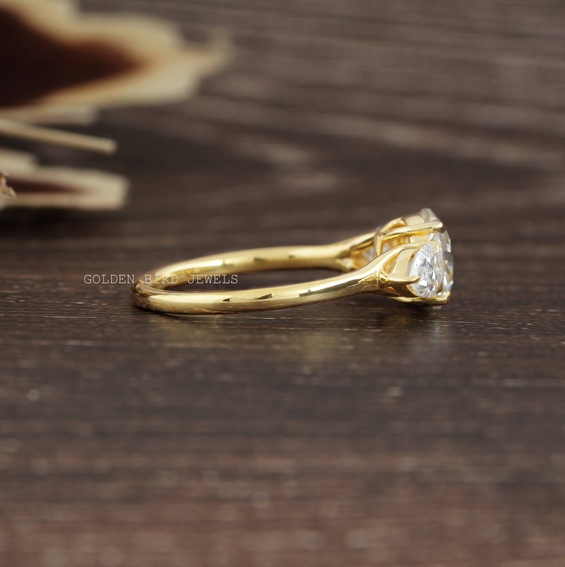 [Yellow Gold Round Cut Moissanite Ring]-[Golden Bird Jewels]