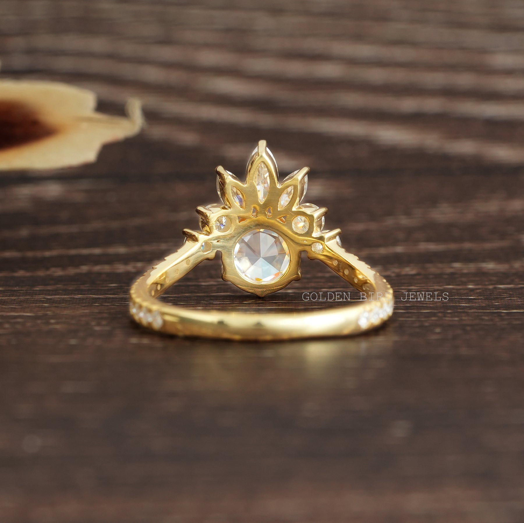 [Moissanite Round And Marquise Cut Ring]-[Golden Bird Jewels]