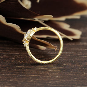 [Yellow Gold Marquise And Round Cut Moissanite Ring]-[Golden Bird Jewels]