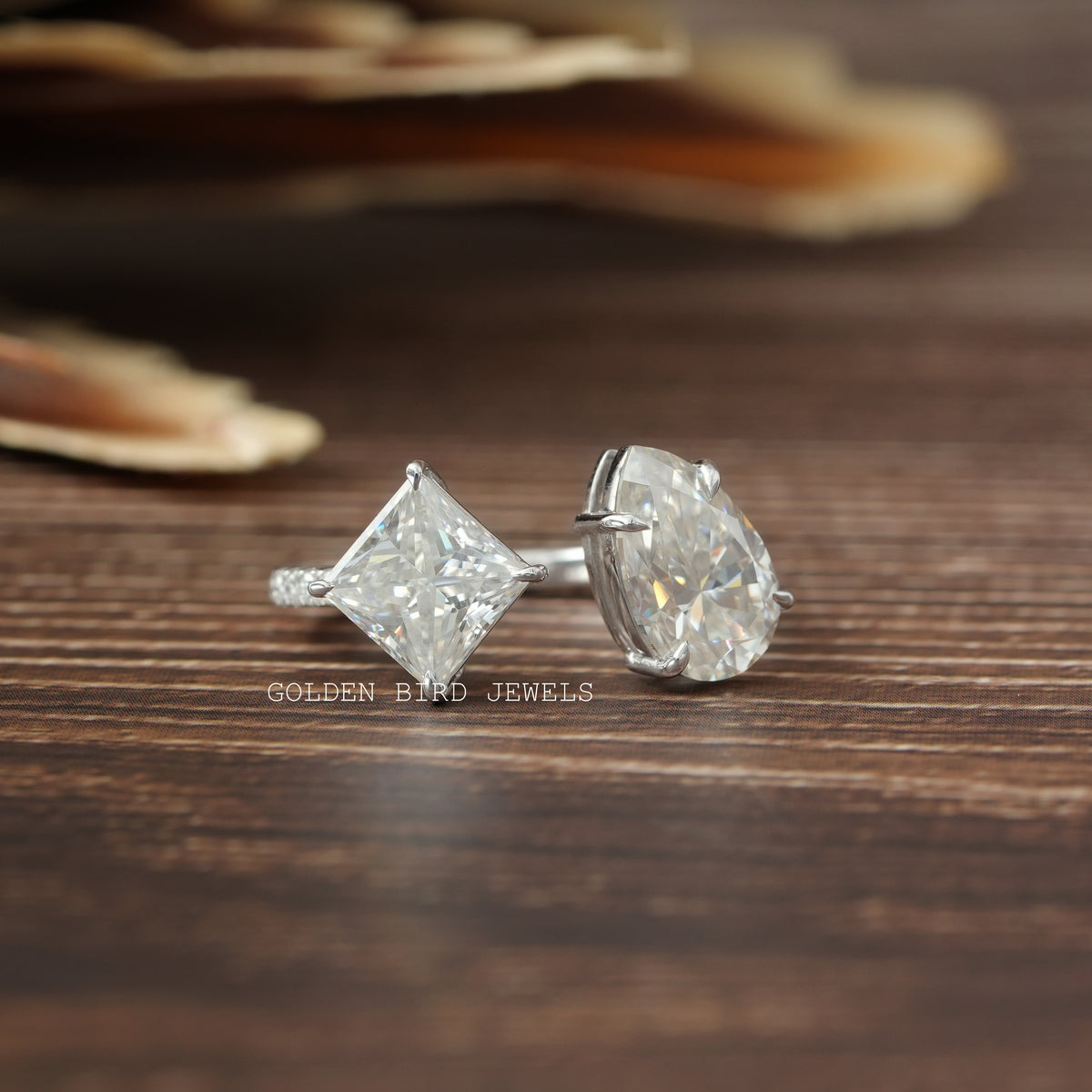 Pear Cut Moissanite Toi Et Moi Engagement Ring In White Gold