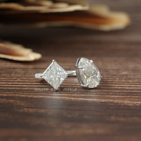 Pear Cut Moissanite Toi Et Moi Engagement Ring In White Gold