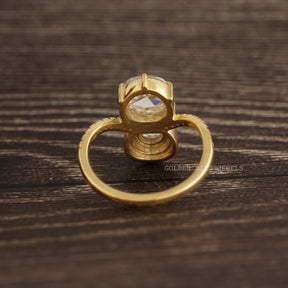 [Yellow Gold Rose Cut Round Moissanite Ring]-[Golden Bird Jewels]