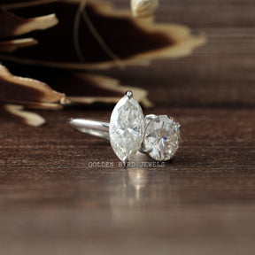 [Marquise And Round Moissanite Ring][Golden Bird Jewels]