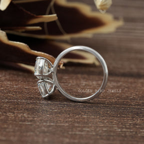 Old Mine Cushion And Old Mine Pear Cut Moissanite Ring