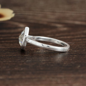 Rose Cut Hexagon Moissanite Engagement Ring