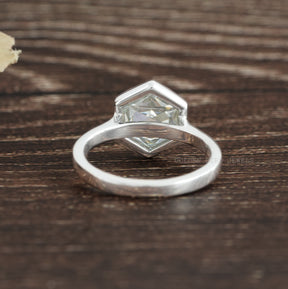 Rose Cut Hexagon Moissanite Engagement Ring