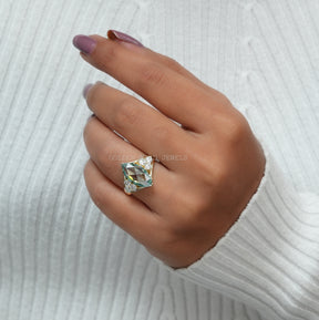 Rose Cut Marquise Moissanite Vintage Engagement Ring