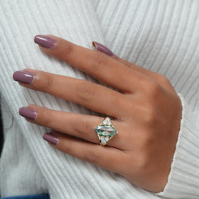 [Blue Rose Cut Marquise Vintage Engagement Ring]-[Golden Bird Jewels]