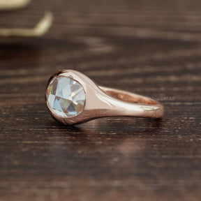 Rose Cut Oval Moissanite Solitaire Engagement Ring