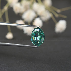 [Moissanite Dark Green Oval Loose Moissanite Stone]-[Golden Bird Jewels]
