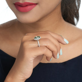 [Step Cut Oval Moissanite Engagement Ring Set In Four Prongs]-[Golden Bird Jewels]