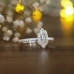 Double Prong Set Dutch Marquise Cut Solitaire Engagement Ring