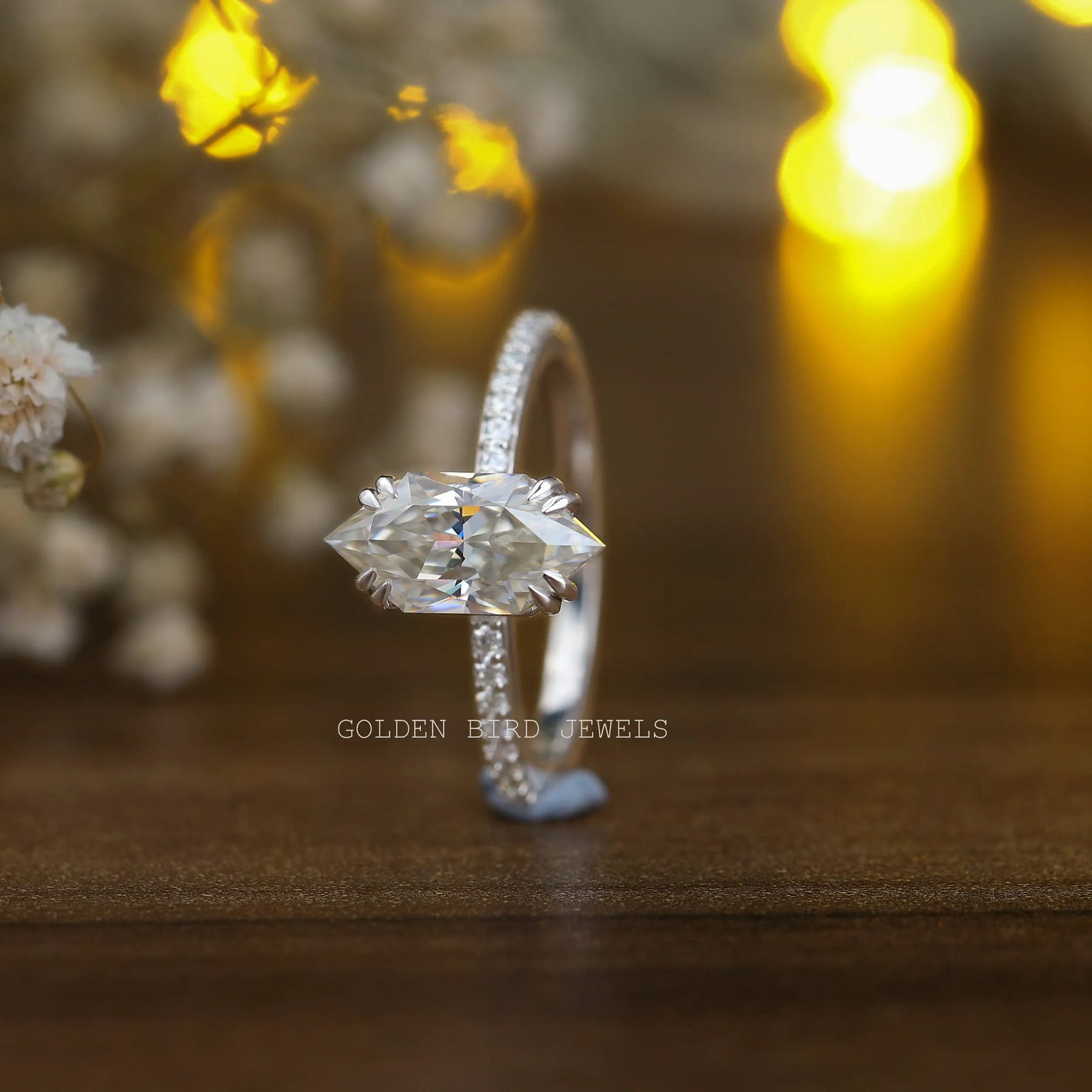 Font View Of Marquise Cut Moissanite Solitaire Engagement Ring