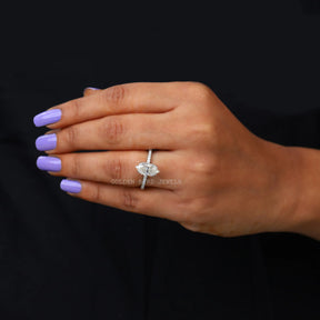 In Finger View Of 2.50 CT Marquise Cut Moissanite Ring