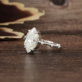 [Dutch Marquise Cut Moissanite Solitaire Ring Crafted With Round Cut Stones]-[Golden Bird Jewels]