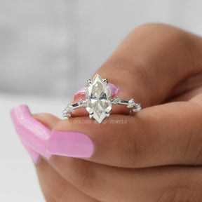 [Dutch Marquise Cut Moissanite Solitaire Ring With  VVS Clarity Moissanite]-[Golden Bird Jewels]