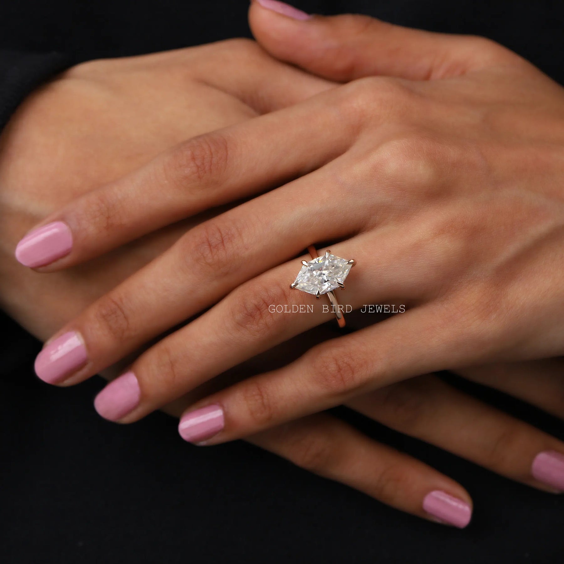 In Finger Dutch Marquise Cut Moissanite Engagement Ring