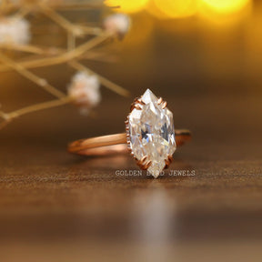 [Dutch Marquise Moissanite Engagement Ring Crafted With rose Gold]-[Golden Bird Jewels]