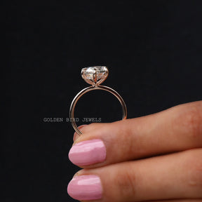 Side View Of Dutch Marquise Cut Hidden Halo Engagement Ring