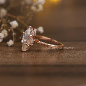 Side View Of Dutch Marquise Cut Moissanite Engagement Ring Hidden Halo