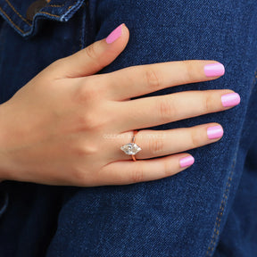 [Dutch Marquise Cut Moissanite Engagement Ring]-[Golden Bird Jewels]