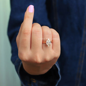 [Moissanite Engagement Ring Made Of Dutch Marquise Cut]-[Golden Bird Jewels]