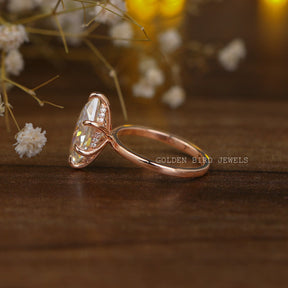 3.50 CT Dutch marquise With Round Cut Moissanite Solitaire Engagement Ring With Hidden Halo