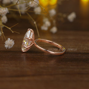 [Marquise Cut Moissanite Ring In 14k Rose Gold]-[Golden Bird Jewels]