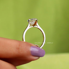 [Marquise Cut Moissanite Engagement Ring Set In Shank]-[Golden Bird Jewels]