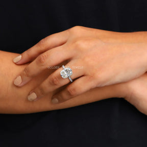 [Cushion Cut Moissanite Solitaire Engagement Ring]-[Golden Bird Jewels]
