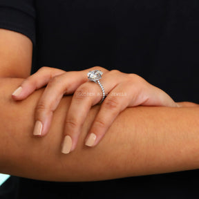 [Luxury Cushion Cut moissanite Engagement Ring]-[Golden Bird Jewels]
