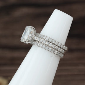 [Moissanite Bridal Ring Set Made In Cushion Cut  Moissanite]-[Golden Bird Jewels]