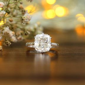 [1 Carat Elongated Cushion Cut Moissanite Solitaire Engagement Ring]-[Golden Bird Jewels]