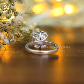 Back Side View Of Cushion Cut Engagement Ring Moissanite
