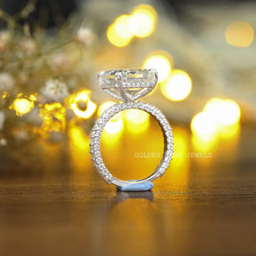 [Luxury Emrald Cut Moissanite Solitaire Engagement Ring]-[Golden Bird Jewels]