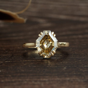 [3.40 Carat Antique Cut Moissanite Solitaire Ring]-[Golden Bird]