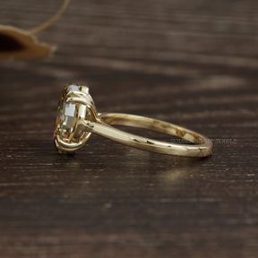 Left Side View Of Antique Cut Moissanite Solitaire Engagement Ring For Women