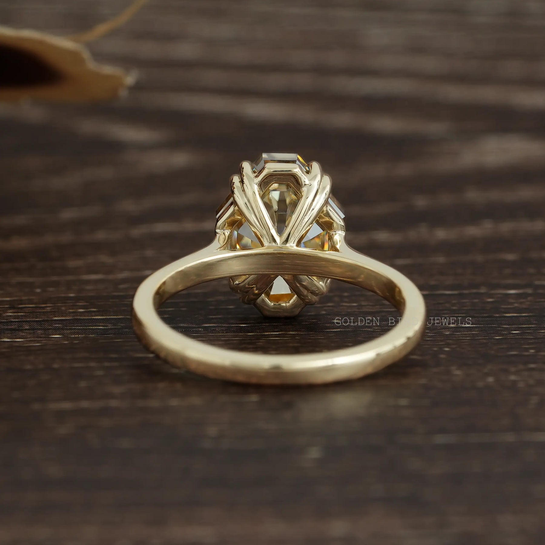 [Solitaire Fancy Cut Moissanite Engagement Ring]-[Golden Bird Jewels]