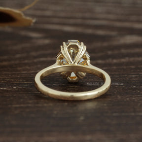 Nack Side View Of Antique Cut Color Moissanite Solitaire Engagement Ring