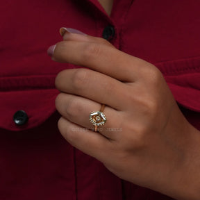 [Moissanite Fancy Cut Solitaire Engagement Ring]-[Golden Bird Jewels]