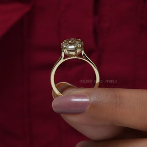 Front Side View Of Fancy Yellow Moissanite Solitaire Ring 18K Solid Yellow Gold