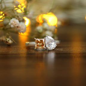Front view of pear moissanite  engagement ring 