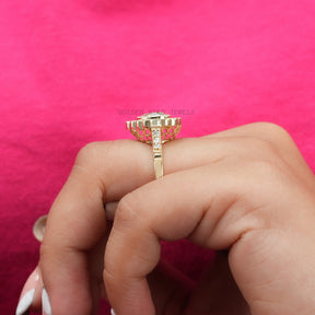 [Moissanite Heart Cut Ring Made Of 14k Yellow Gold]-[Golden Bird Jewels]