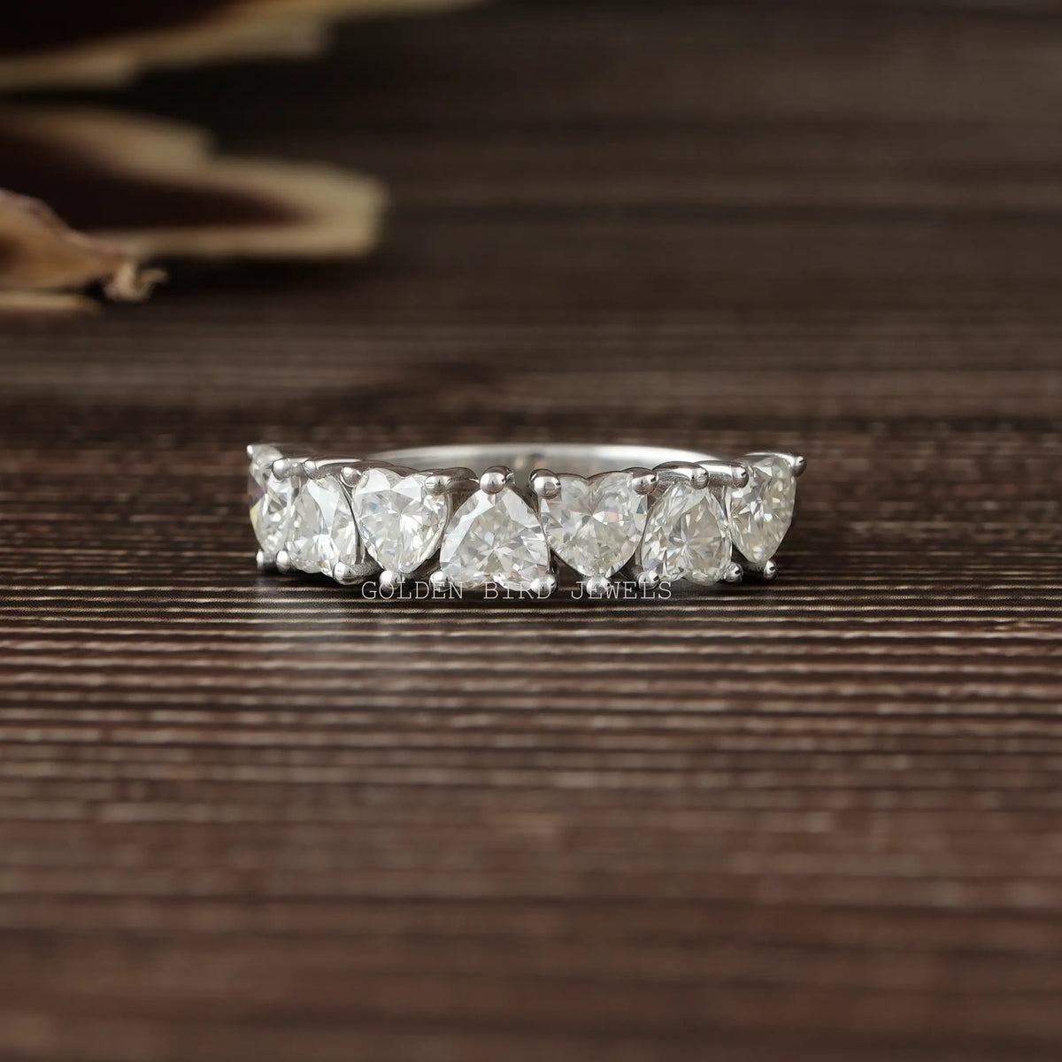 Heart Cut Moissanite Half Eternity 7 Stone Engagement Band