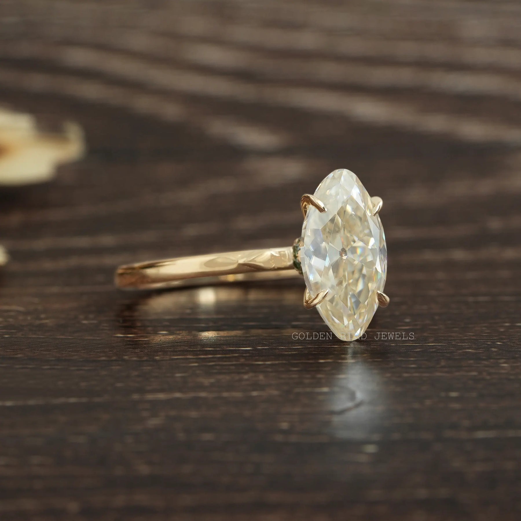 [Marquise Cut Moissanite Solitaire Engagement Ring]-[Golden Bird Jewels]