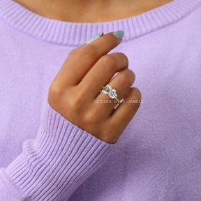 [Moissanite Heart & Emerald Cut Toi Moi Ring For Her]-[Golden Bird Jewels]