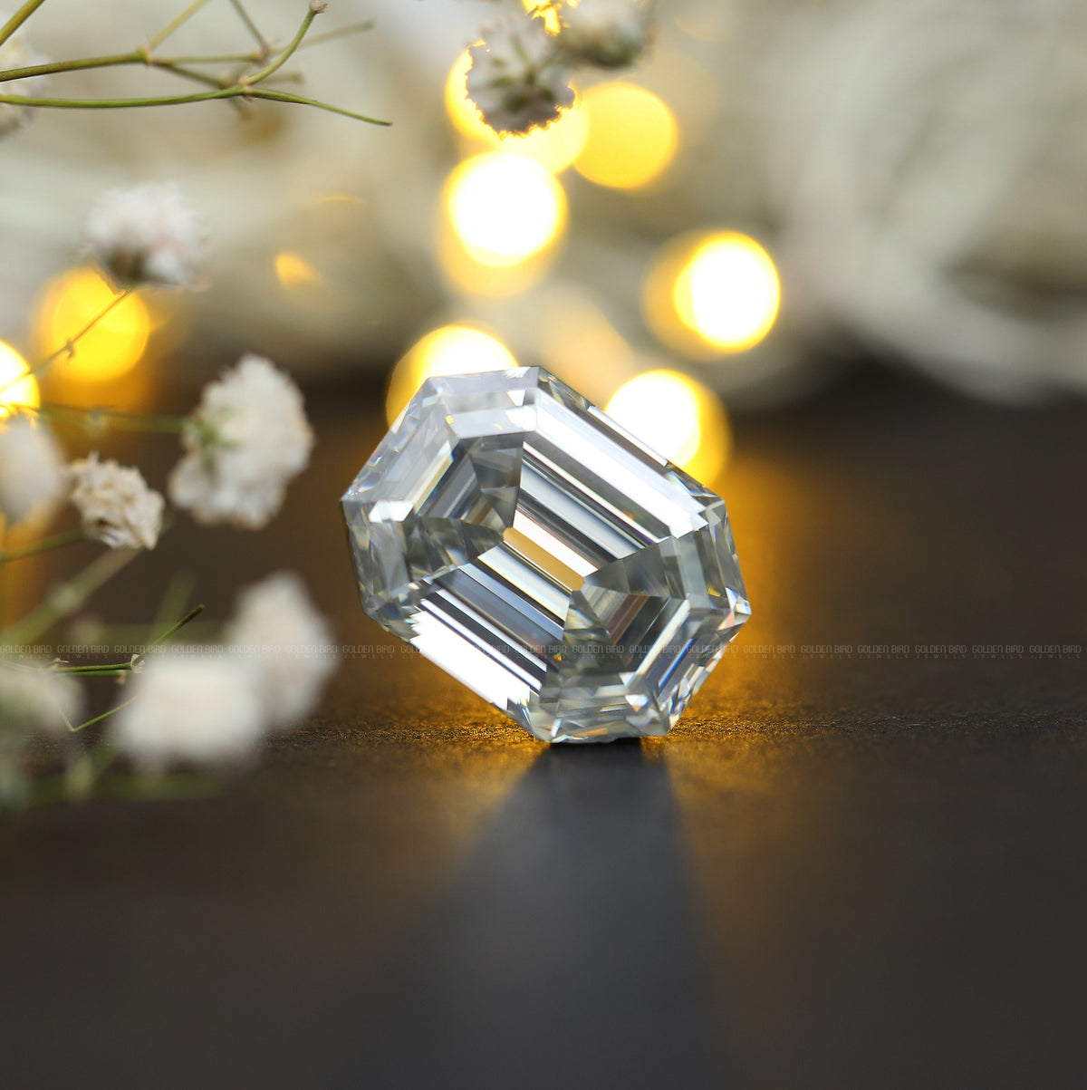 22.89 Carat Colorless Old Mine Emerald Cut Loose Moissanite