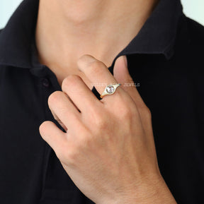 Rose Cut Round Moissanite Ring For Men