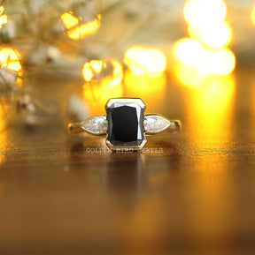 Black Radiant Moissanite Trilogy Ring
